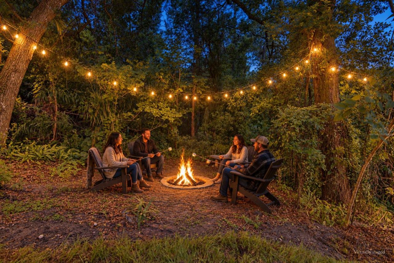 Photo 9 of 20: Virtually Staged nightime firepit