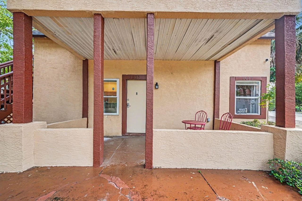 Photo 4 of 20: Covered Patio With Metal Beam Support & Brick Flooring