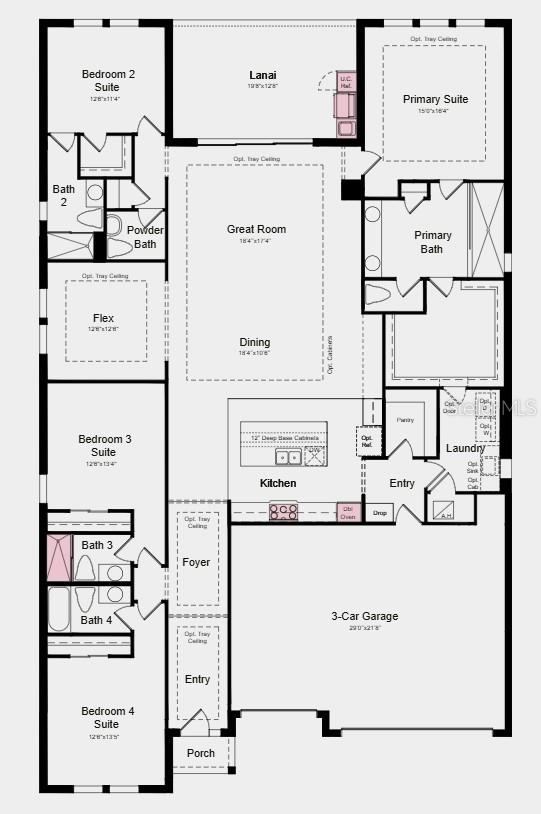 Photo 16 of 20: Additional Highlights Include: tray ceiling pkg, shower in place of tub/shower combo at bath three, refrigerator, washer and dryer, and 42' upper cabinet at laundry.