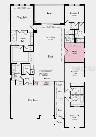 Photo 19 of 20: Floor Plan ~ Additional Highlights Include: 8' interior doors, tray ceilings, and outdoor kitchen rough-in